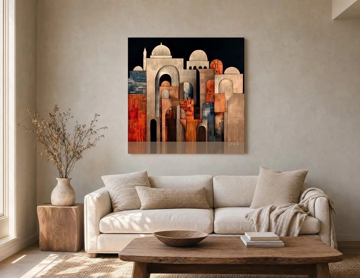 Arches After Dark by Bassem, canvas on a wall