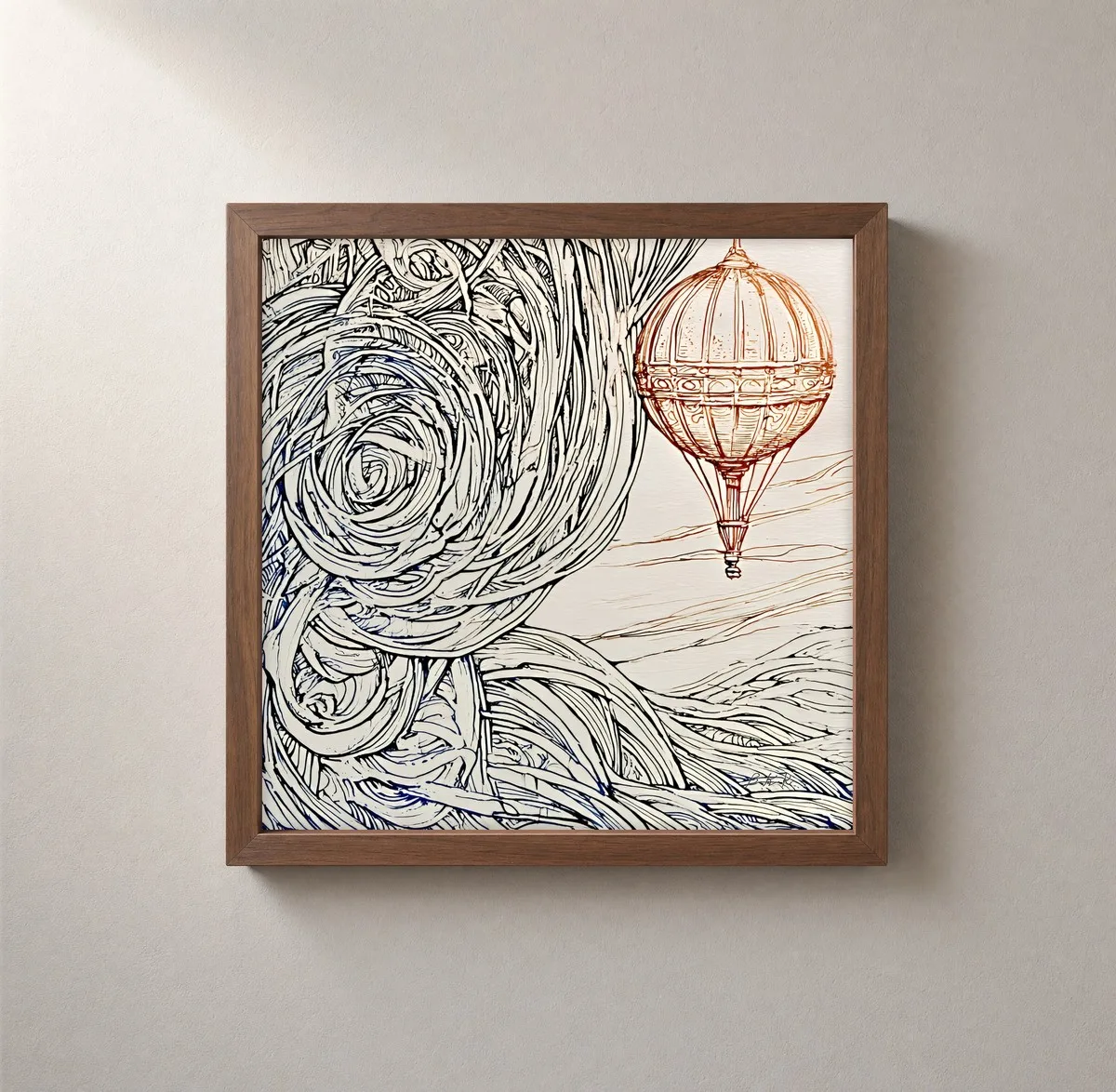 Drifting Balloon by Bassem, framed print on a wall