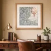 Drifting Balloon by Bassem, art print shown framed on a wall