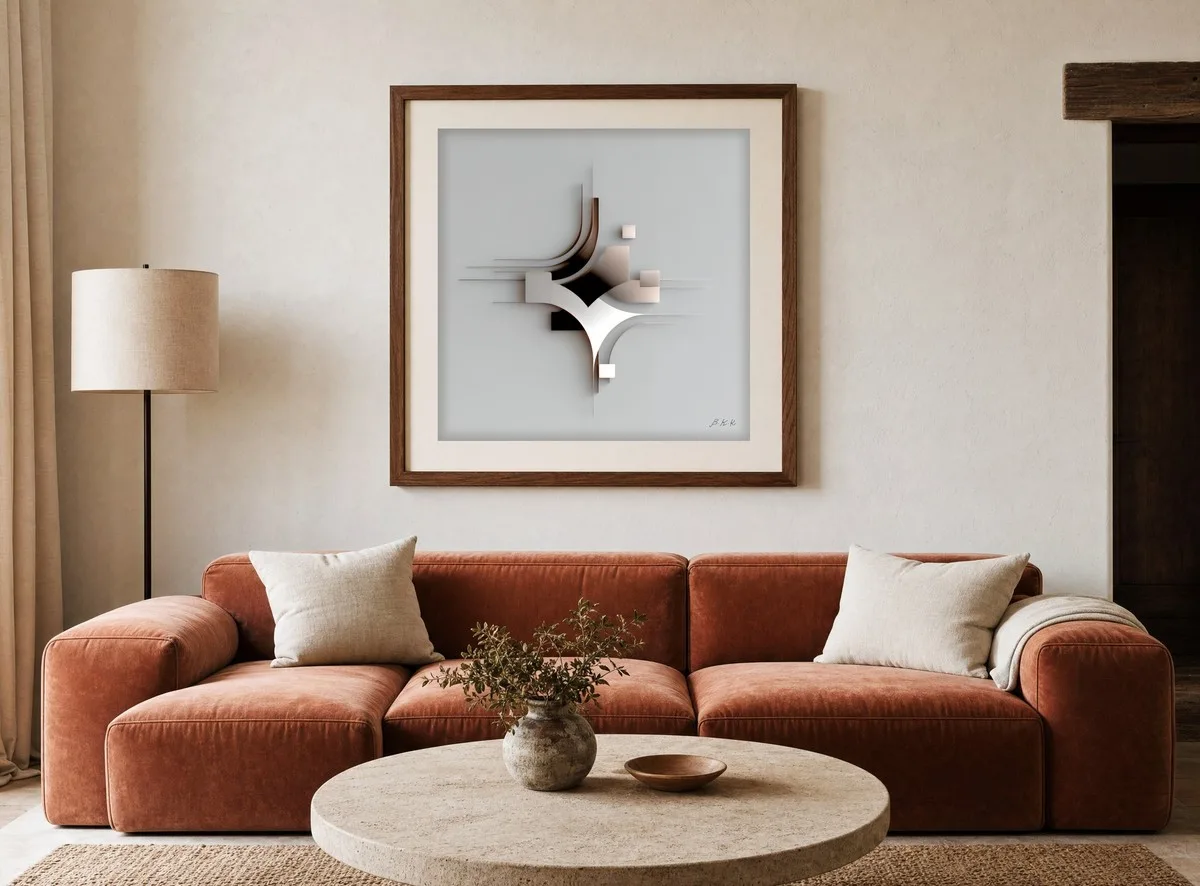Converging Planes by Bassem, art print shown framed on a wall