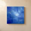 Gold Lines on Cobalt by Bassem, canvas on a wall