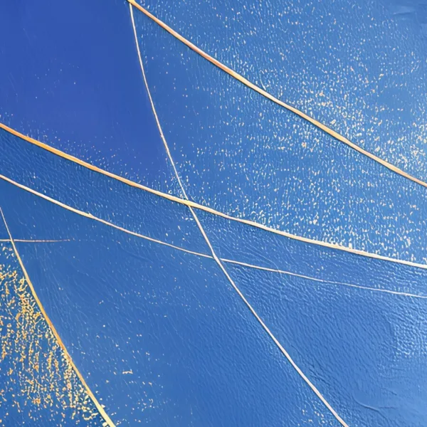 Gold Lines on Cobalt by Bassem, detail at close range