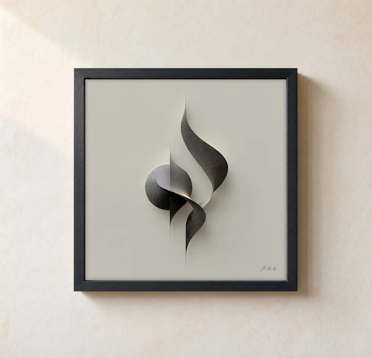 Ribbon of Dark Stone by Bassem, framed print on a wall
