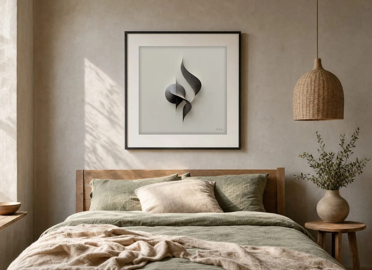 Ribbon of Dark Stone by Bassem, art print shown framed on a wall
