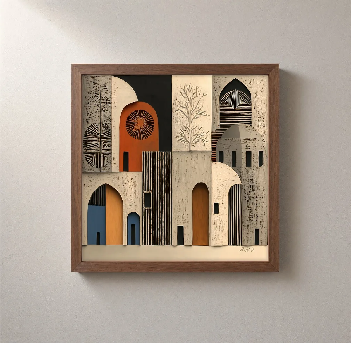 Old Town Doors by Bassem, framed print on a wall