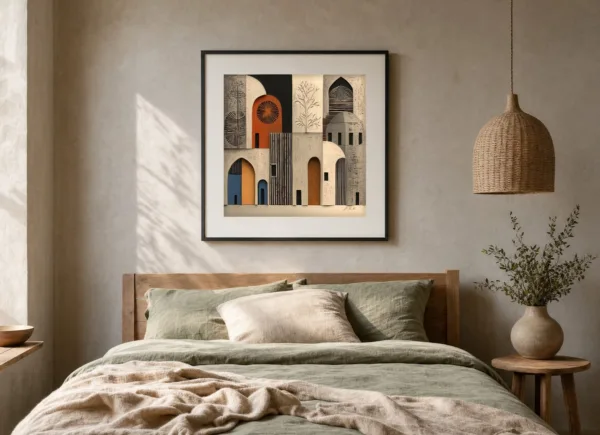 Old Town Doors by Bassem, art print shown framed on a wall