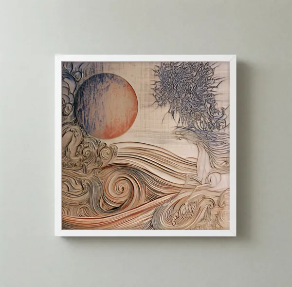 Moon over the Swells by Bassem, framed print on a wall