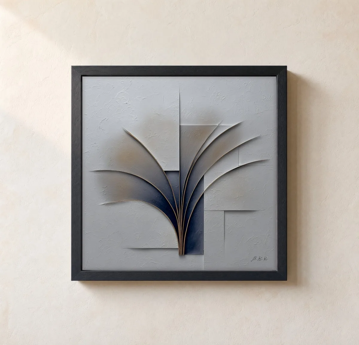 Silver Fan by Bassem, framed print on a wall