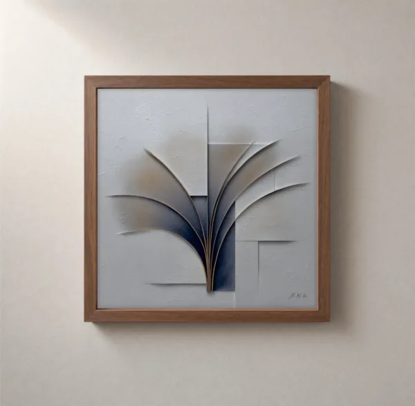 Silver Fan by Bassem, framed print on a wall