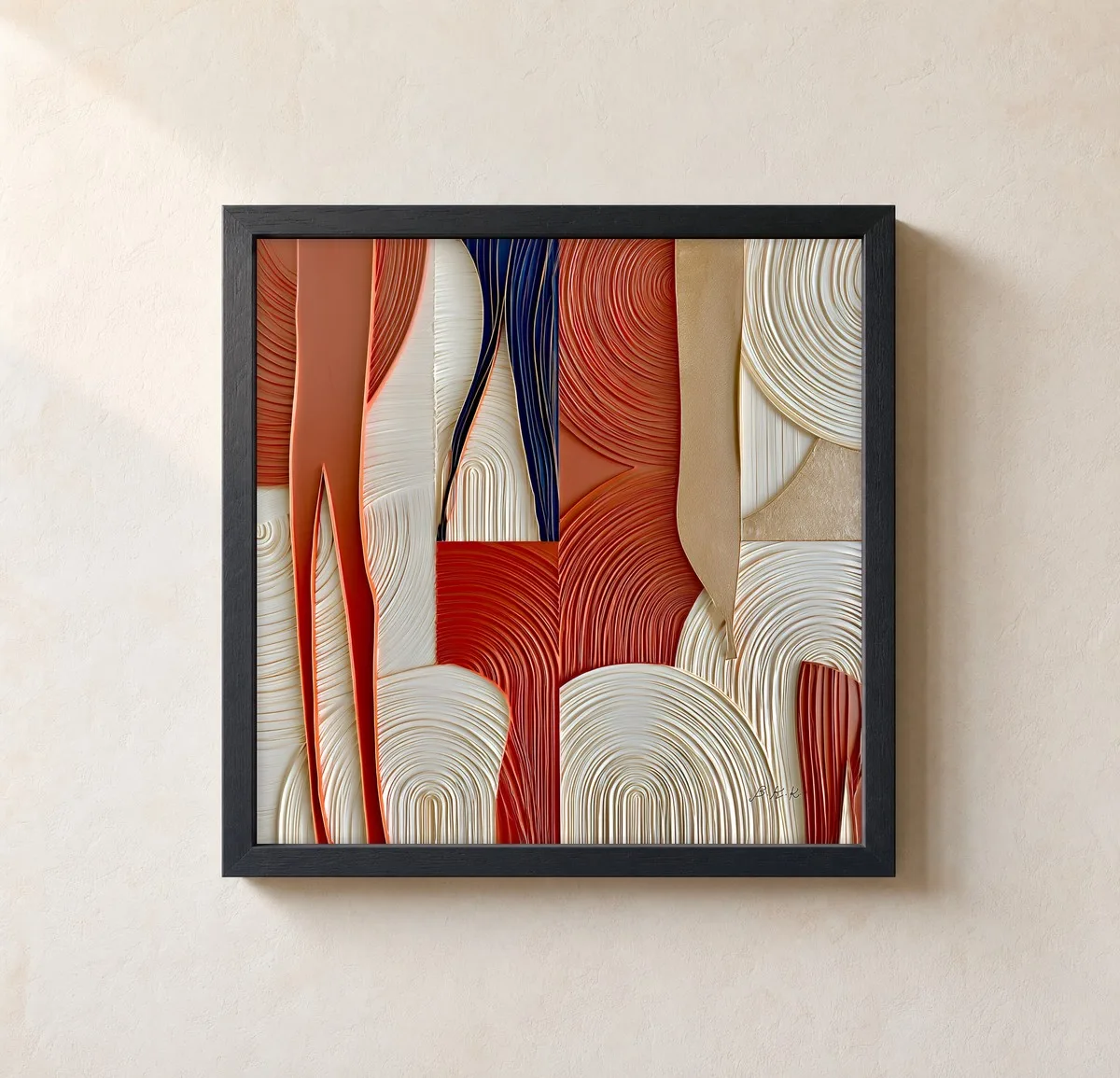 Terracotta Weave by Bassem, framed print on a wall