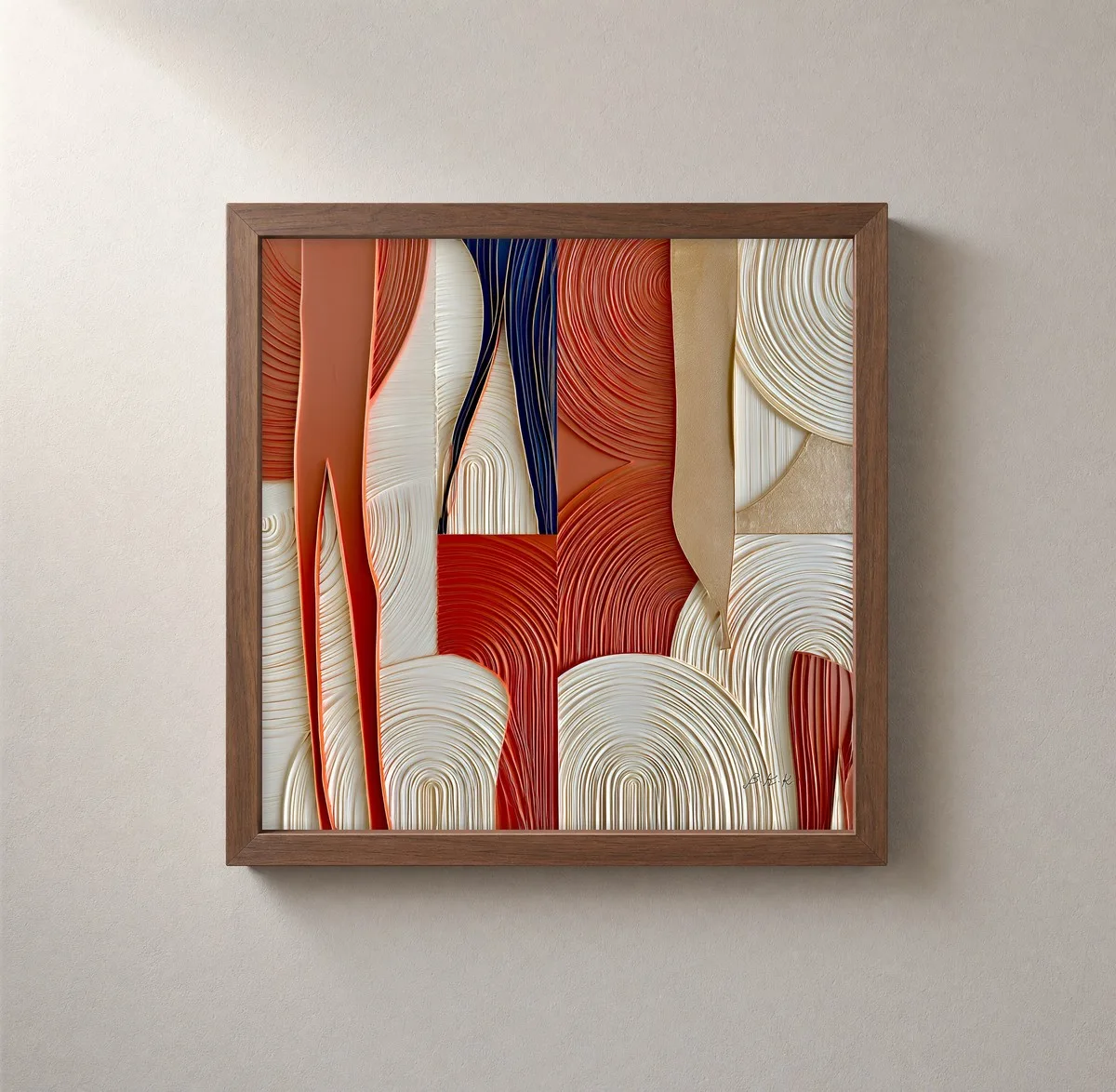 Terracotta Weave by Bassem, framed print on a wall