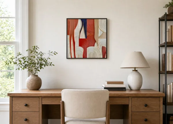 Terracotta Weave by Bassem, framed print on a wall