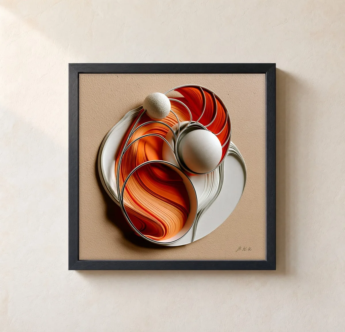 Ember Nest by Bassem, framed print on a wall