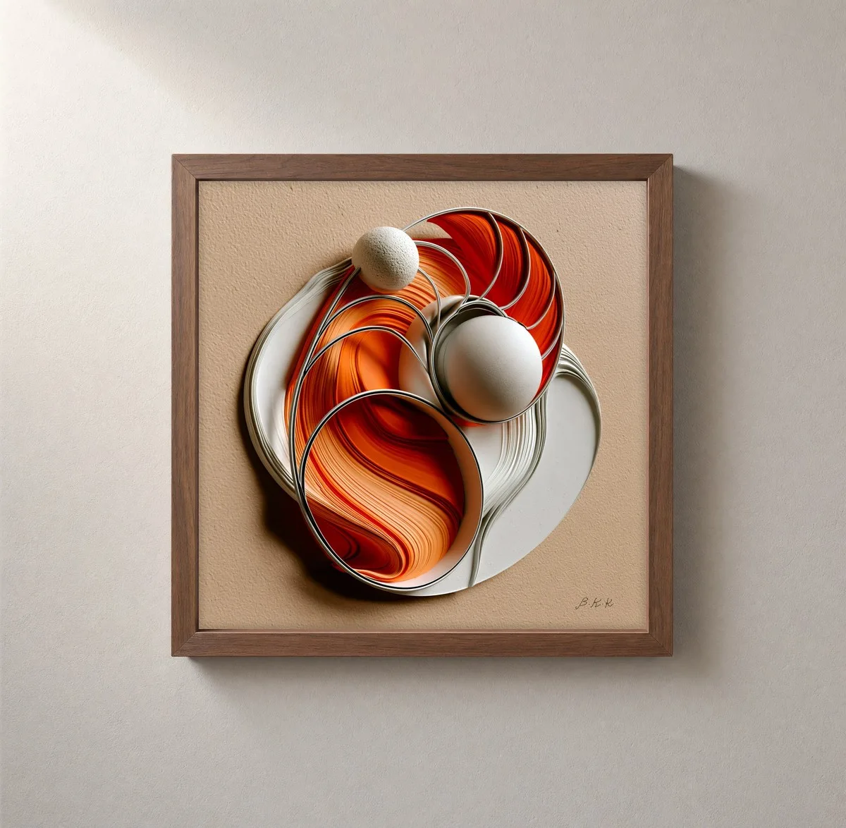 Ember Nest by Bassem, framed print on a wall