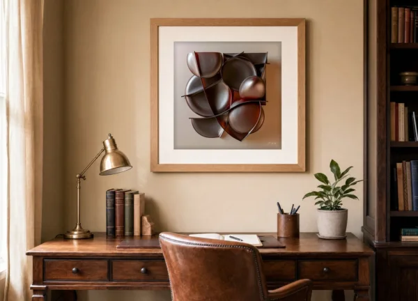 Burnished Bowls by Bassem, art print shown framed on a wall