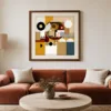 ba-0129-circle-over-the-arches-print-2-room-living-terracotta-walnut-v4 Circle Over the Arches by Bassem, art print shown framed on a wall