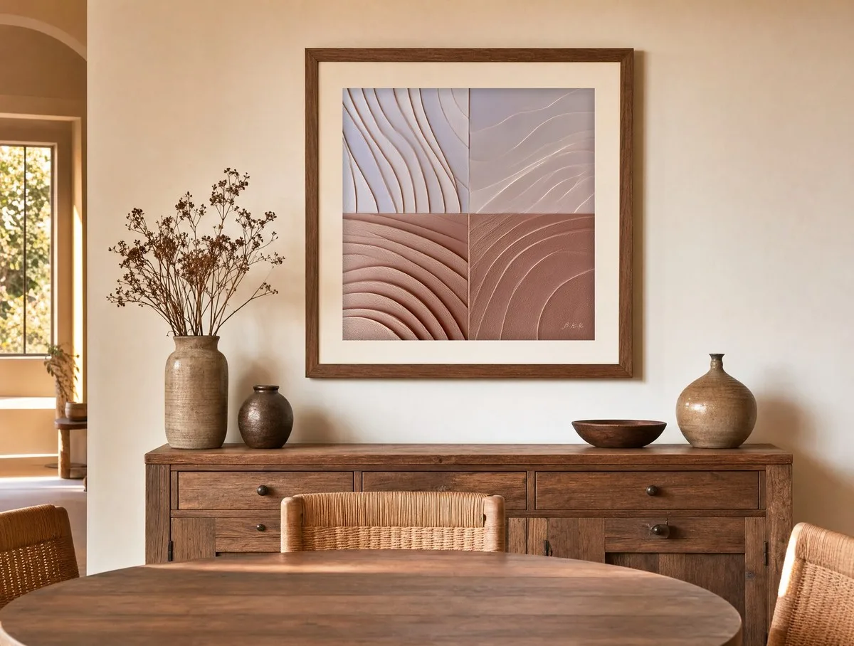 Dune Tiles by Bassem, art print shown framed on a wall