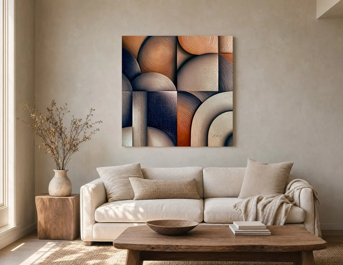 Sculpted Quarter Moons by Bassem, canvas on a wall