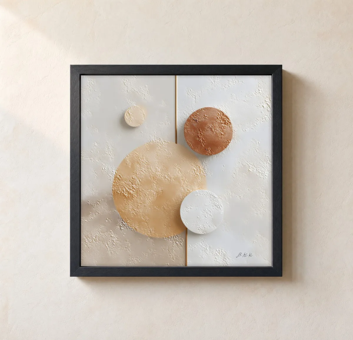 The Gold Seam by Bassem, framed print on a wall