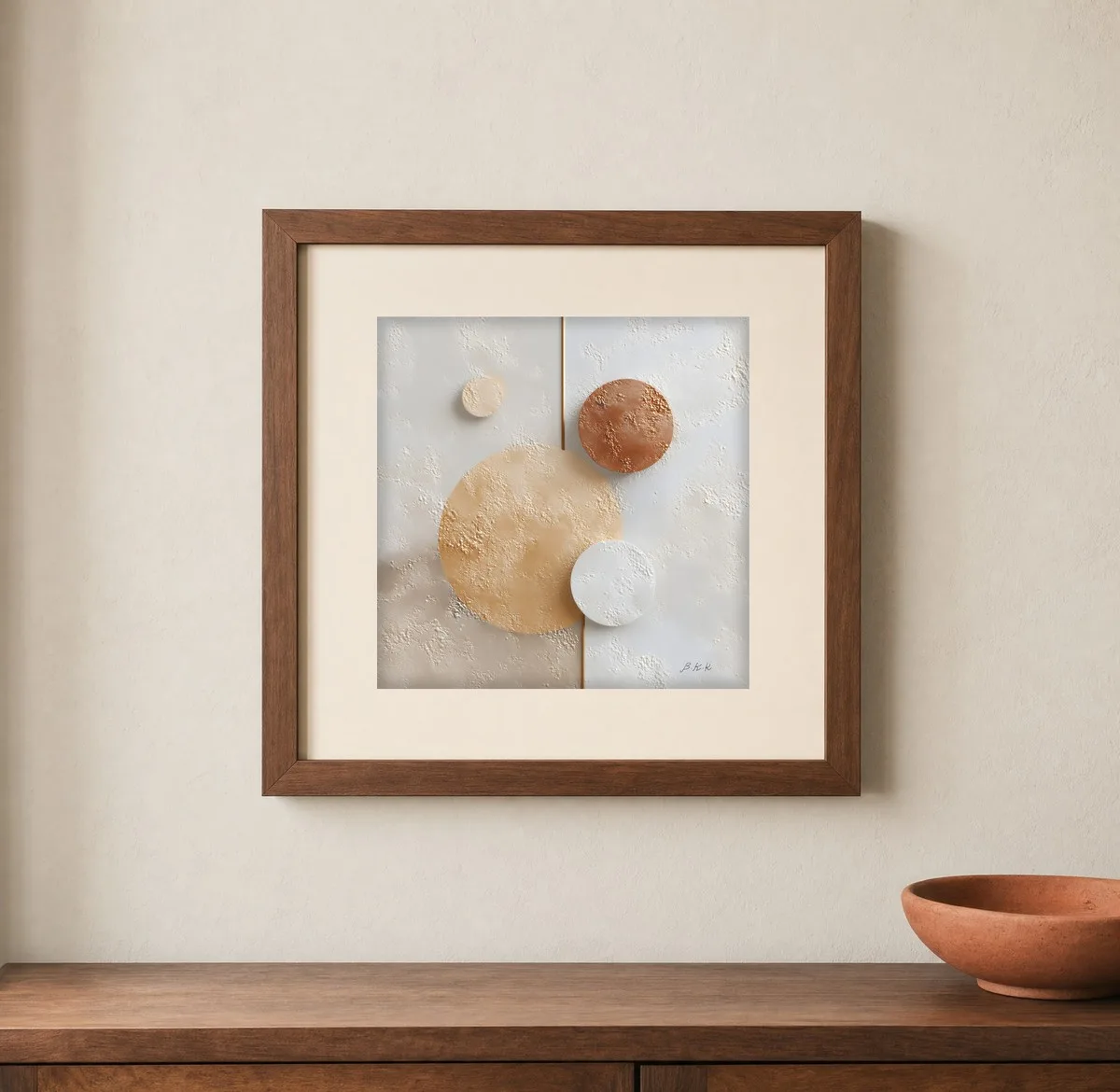 The Gold Seam by Bassem, art print shown framed on a wall