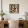 Stone Bowls and Wire by Bassem, framed print on a wall