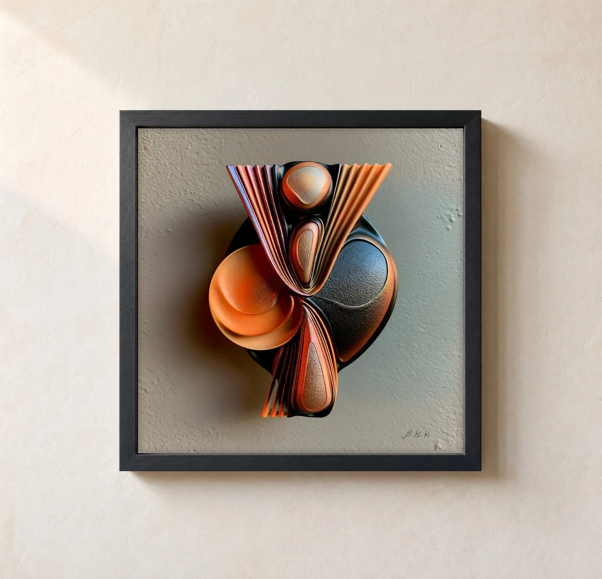 The Pleated Fan by Bassem, framed print on a wall