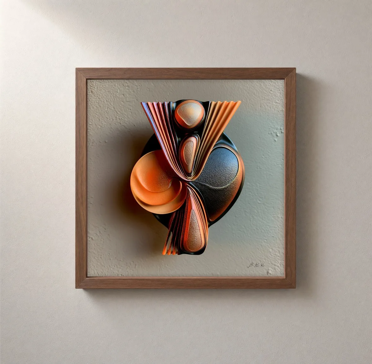 The Pleated Fan by Bassem, framed print on a wall