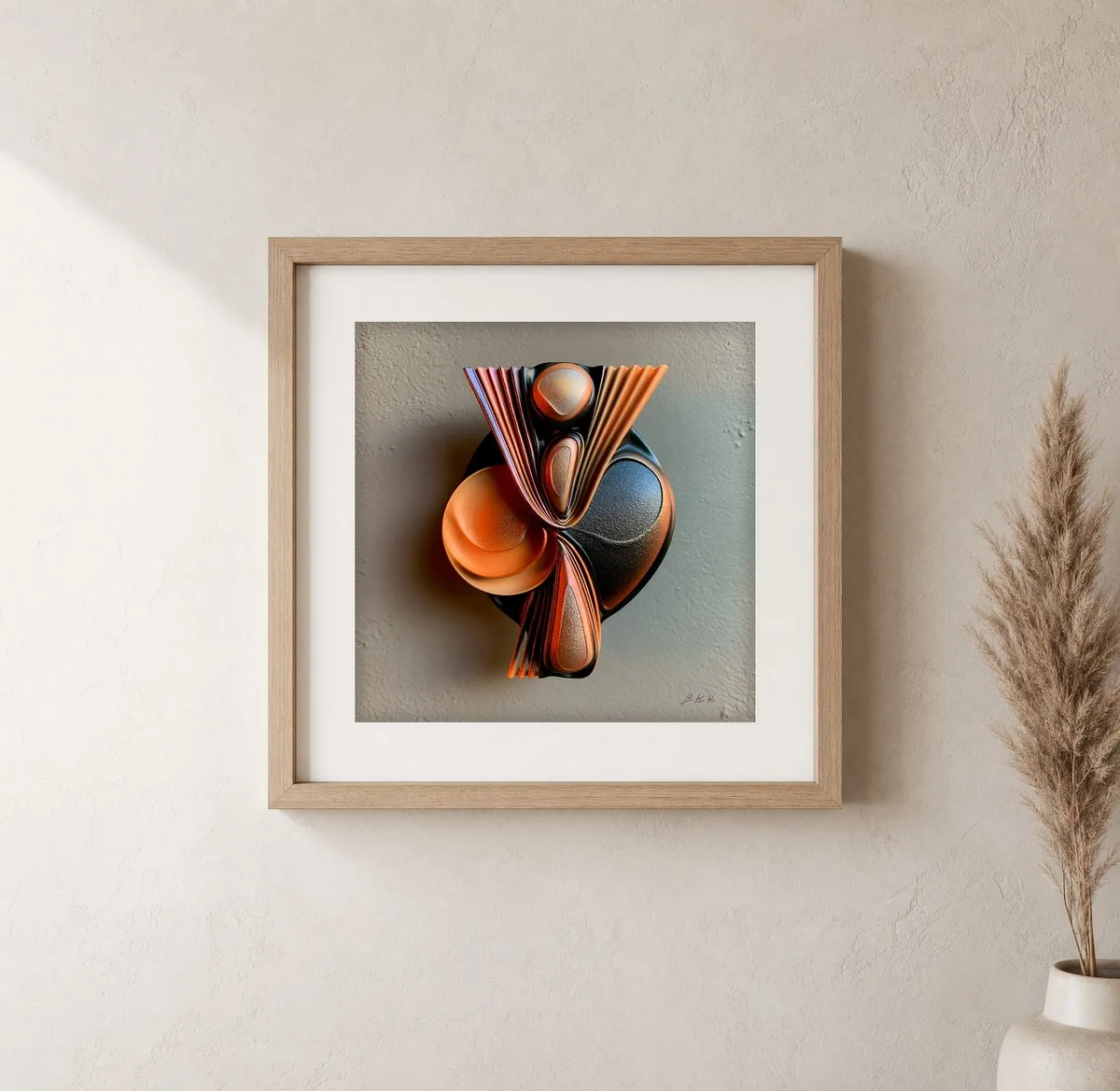 The Pleated Fan by Bassem, art print shown framed on a wall