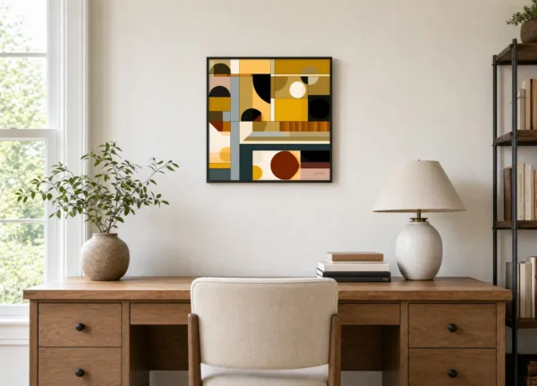 Afternoon Blocks by Bassem, framed print on a wall