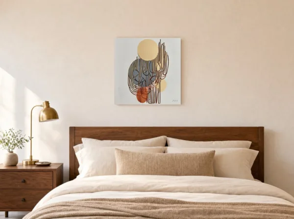 Loops Over Gold by Bassem, canvas on a wall