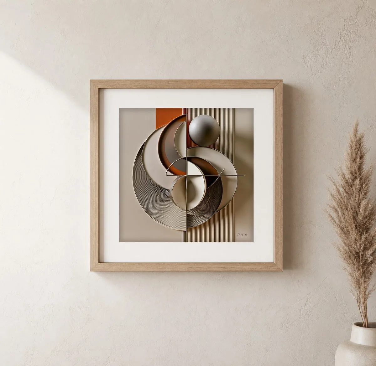 The Pewter Sphere by Bassem, art print shown framed on a wall