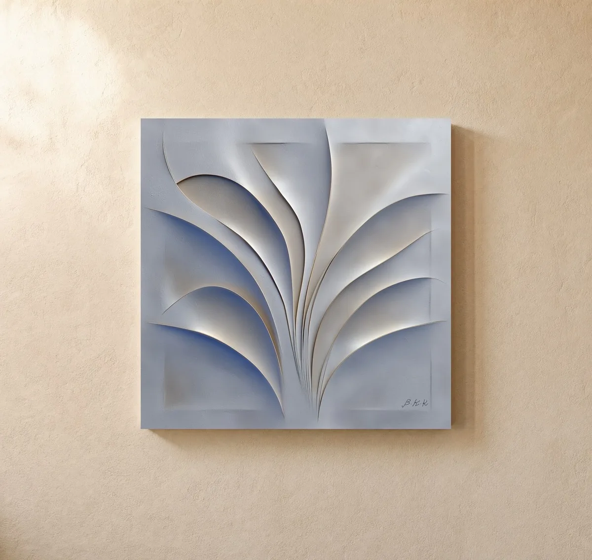 ba-0144-fanned-plaster-fronds-canvas-1-canvas-closeup-limewash-v4 Fanned Plaster Fronds by Bassem, canvas on a wall