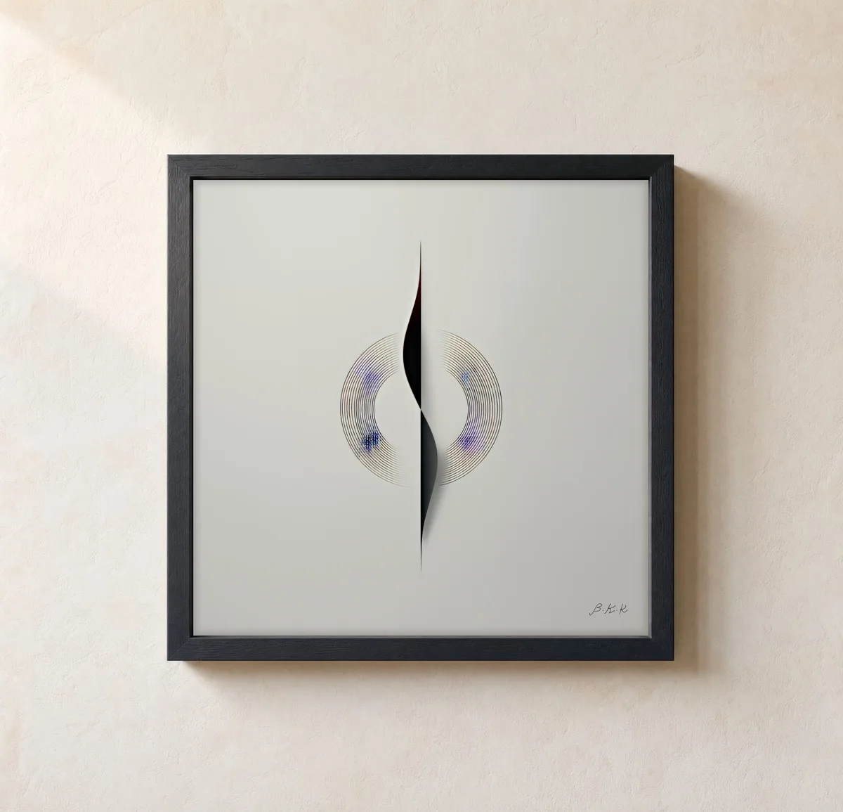 Line Through a Ring by Bassem, framed print on a wall