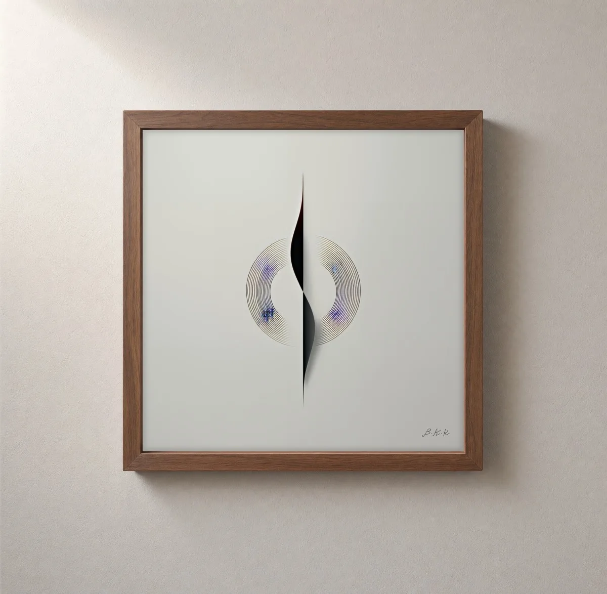 Line Through a Ring by Bassem, framed print on a wall
