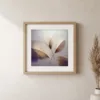 ba-0146-linen-petals-print-1-closeup-oak-v4 Linen Petals by Bassem, art print shown framed on a wall