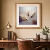 ba-0146-linen-petals-print-2-room-study-oak-v4 Linen Petals by Bassem, art print shown framed on a wall