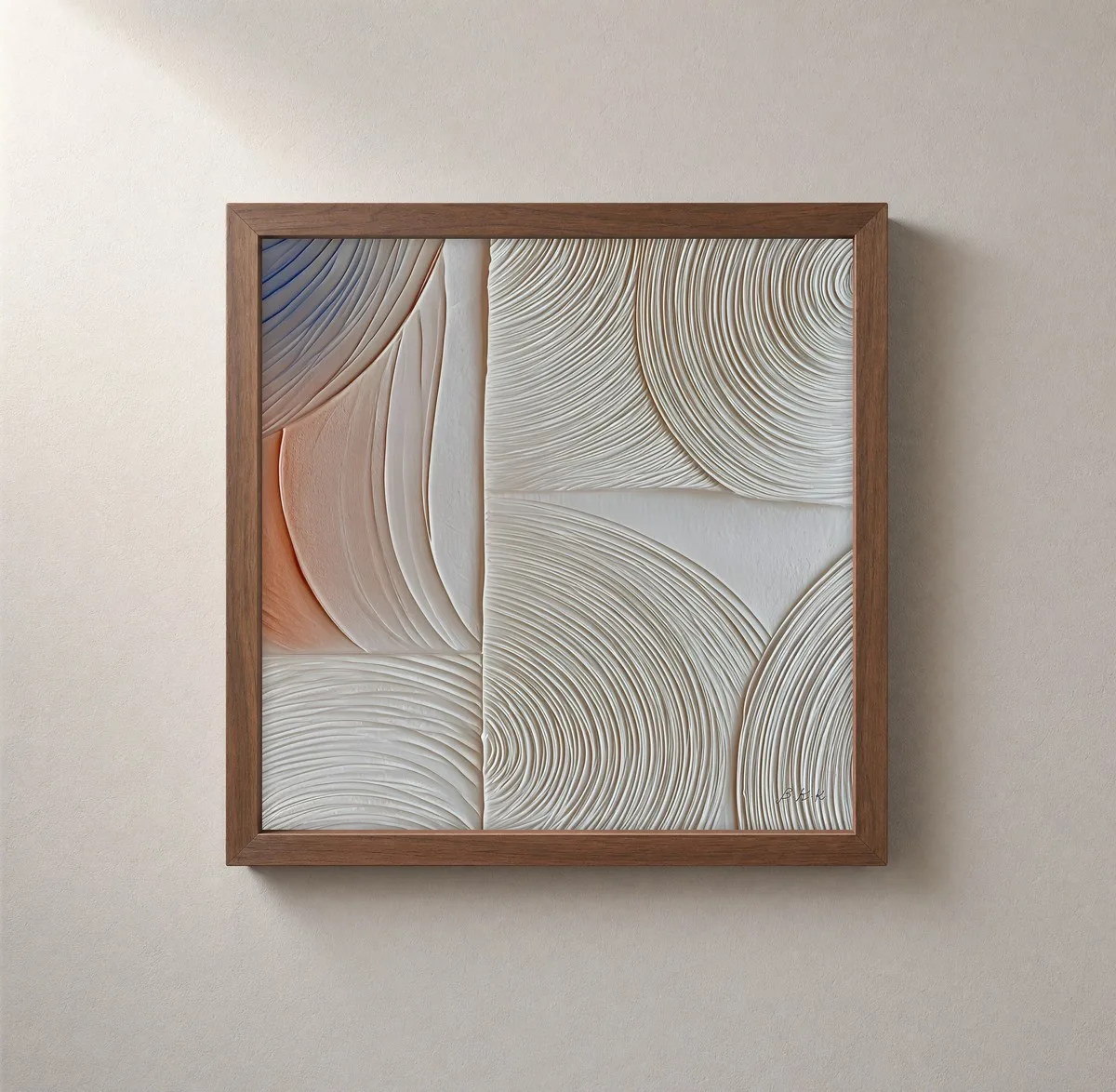 Combed Cream Arcs by Bassem, framed print on a wall