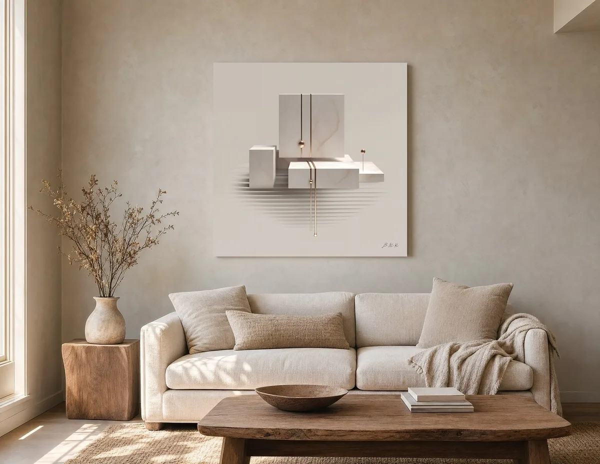 Stacked Blush Stone by Bassem, canvas on a wall