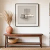 Stacked Blush Stone by Bassem, art print shown framed on a wall