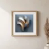 Curved Silver Blades by Bassem, art print shown framed on a wall