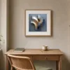 Curved Silver Blades by Bassem, art print shown framed on a wall