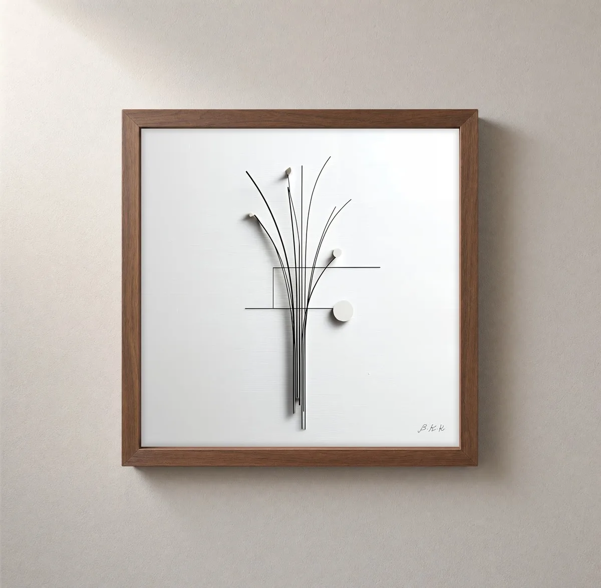 Wire Bouquet by Bassem, framed print on a wall