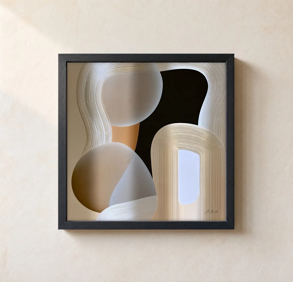 Ribbed Arch and Pebbles by Bassem, framed print on a wall