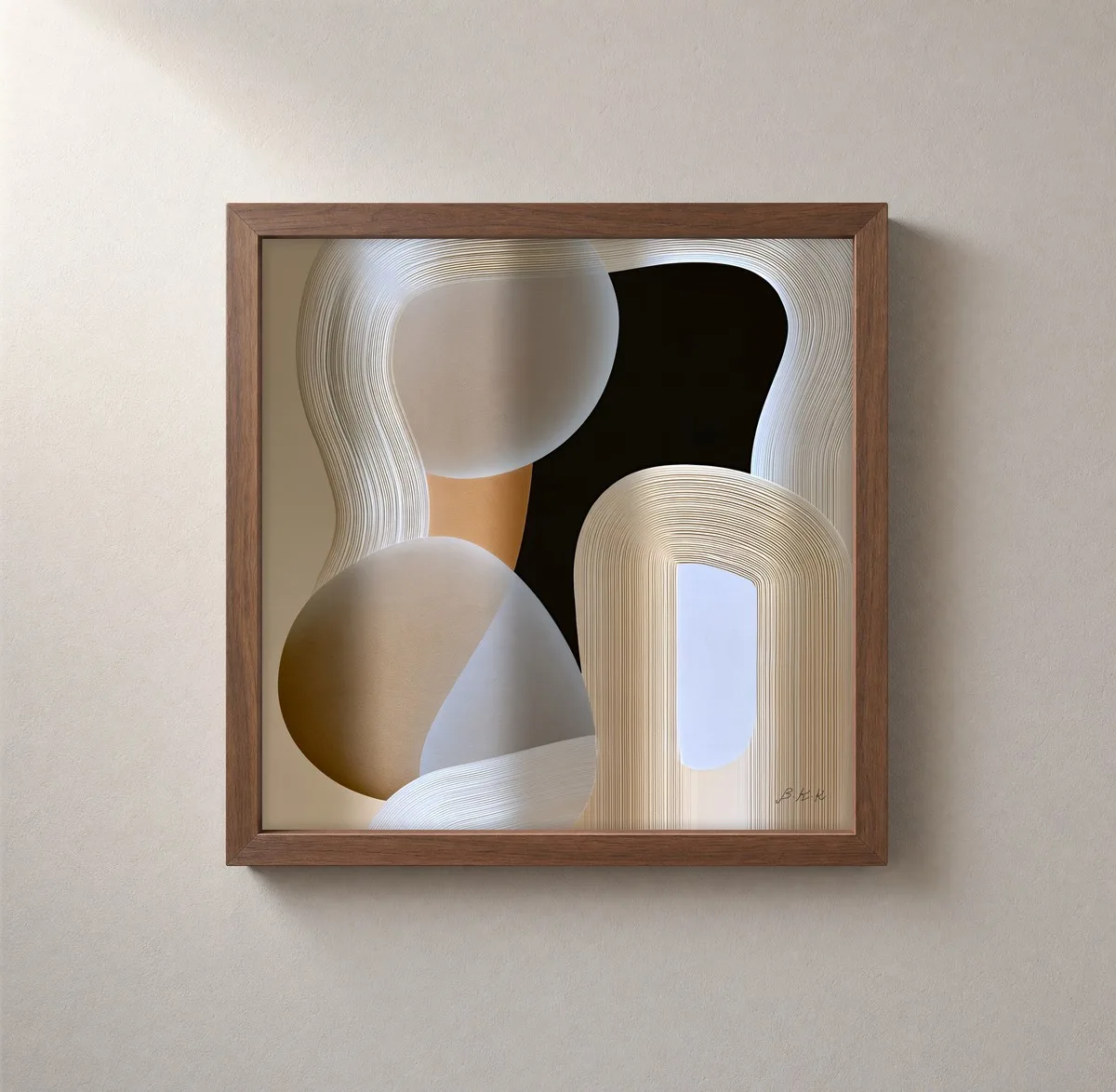 Ribbed Arch and Pebbles by Bassem, framed print on a wall