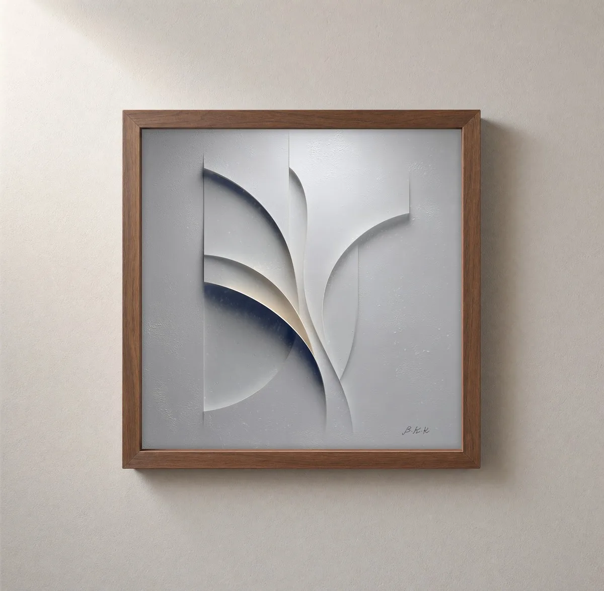White Petal Panels by Bassem, framed print on a wall