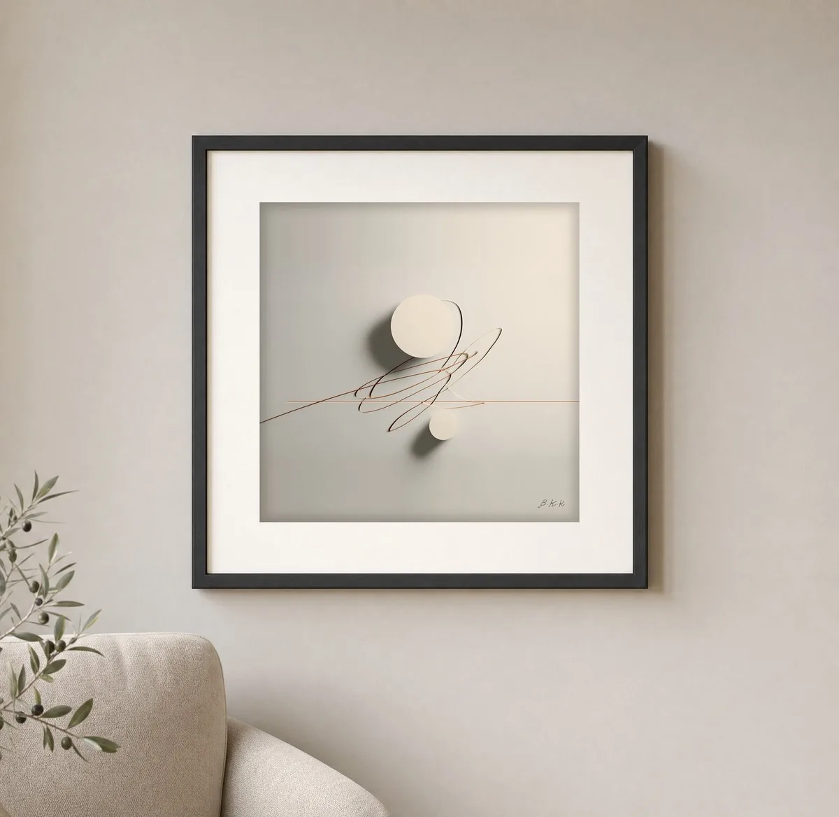 Copper Thread by Bassem, art print shown framed on a wall