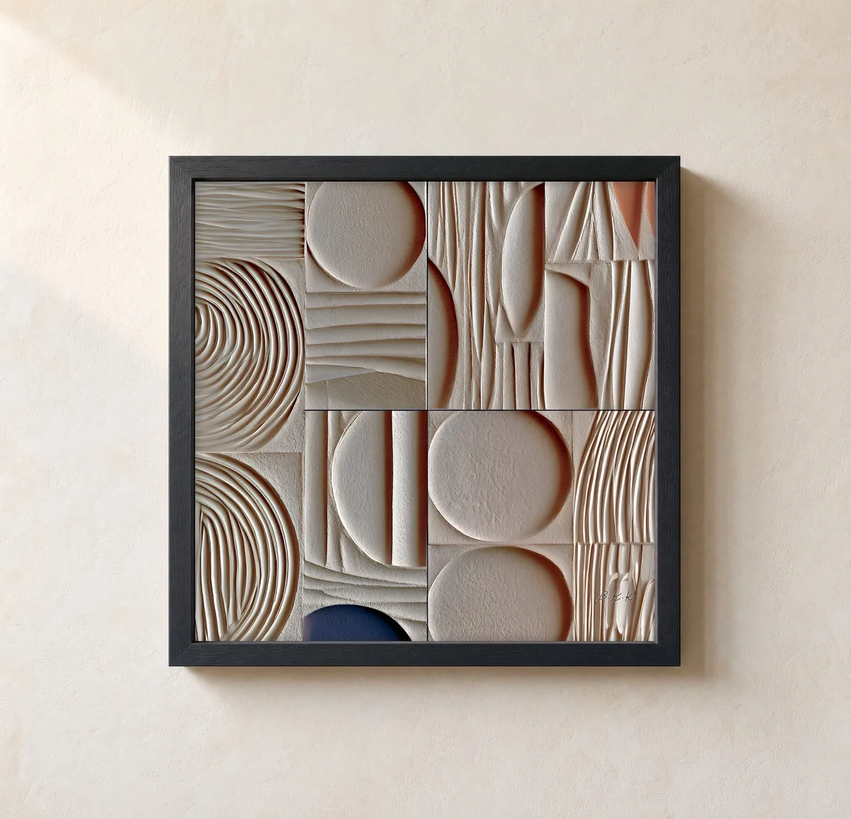 Carved Sand Sampler by Bassem, framed print on a wall
