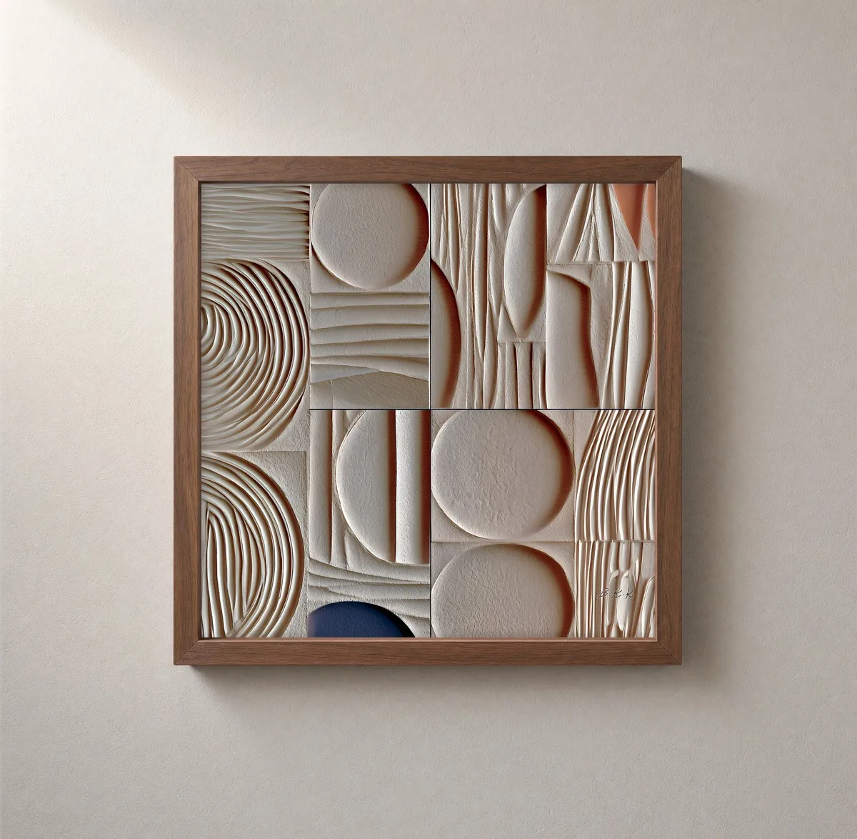 Carved Sand Sampler by Bassem, framed print on a wall