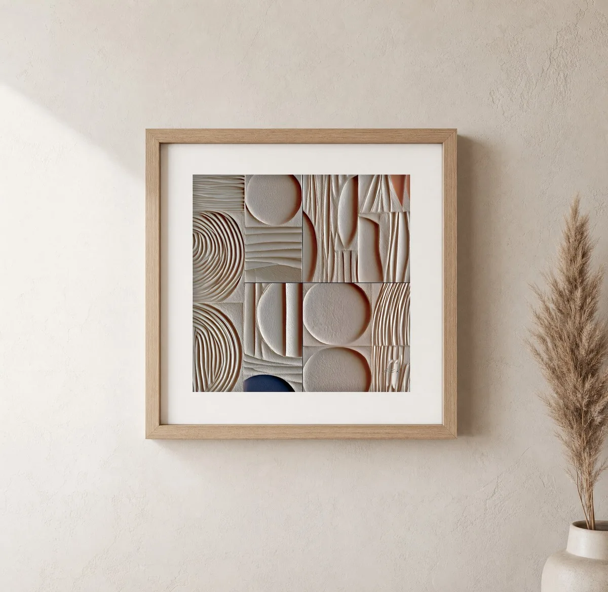 Carved Sand Sampler by Bassem, art print shown framed on a wall