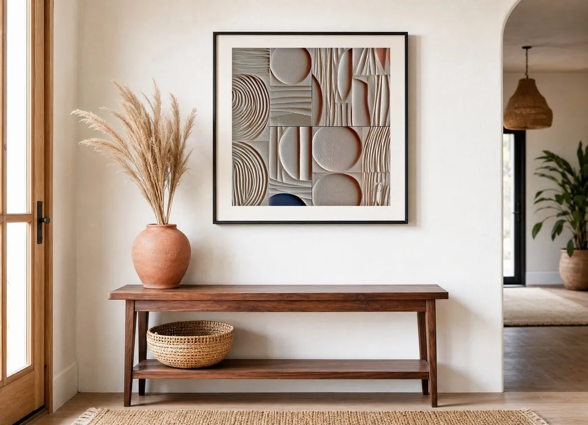 Carved Sand Sampler by Bassem, art print shown framed on a wall